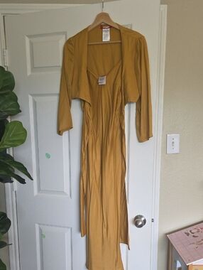 Women's Mustard Wrap Dress with Bolero Jacket